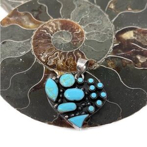 ✨Vintage✨Sterling Silver 950 Turquoise Heart Pendant